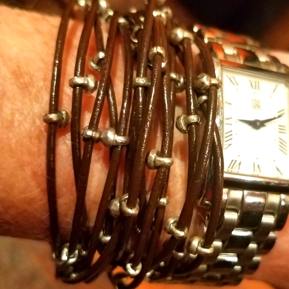 Leather Bracelets (2) w Silver Beading BNWT - Picture 5 of 5